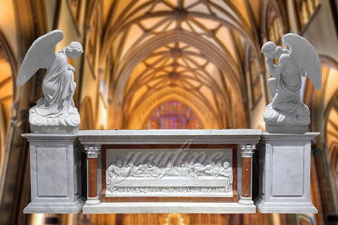 Hand carved Marble Church Altar Designs with Angel Statues