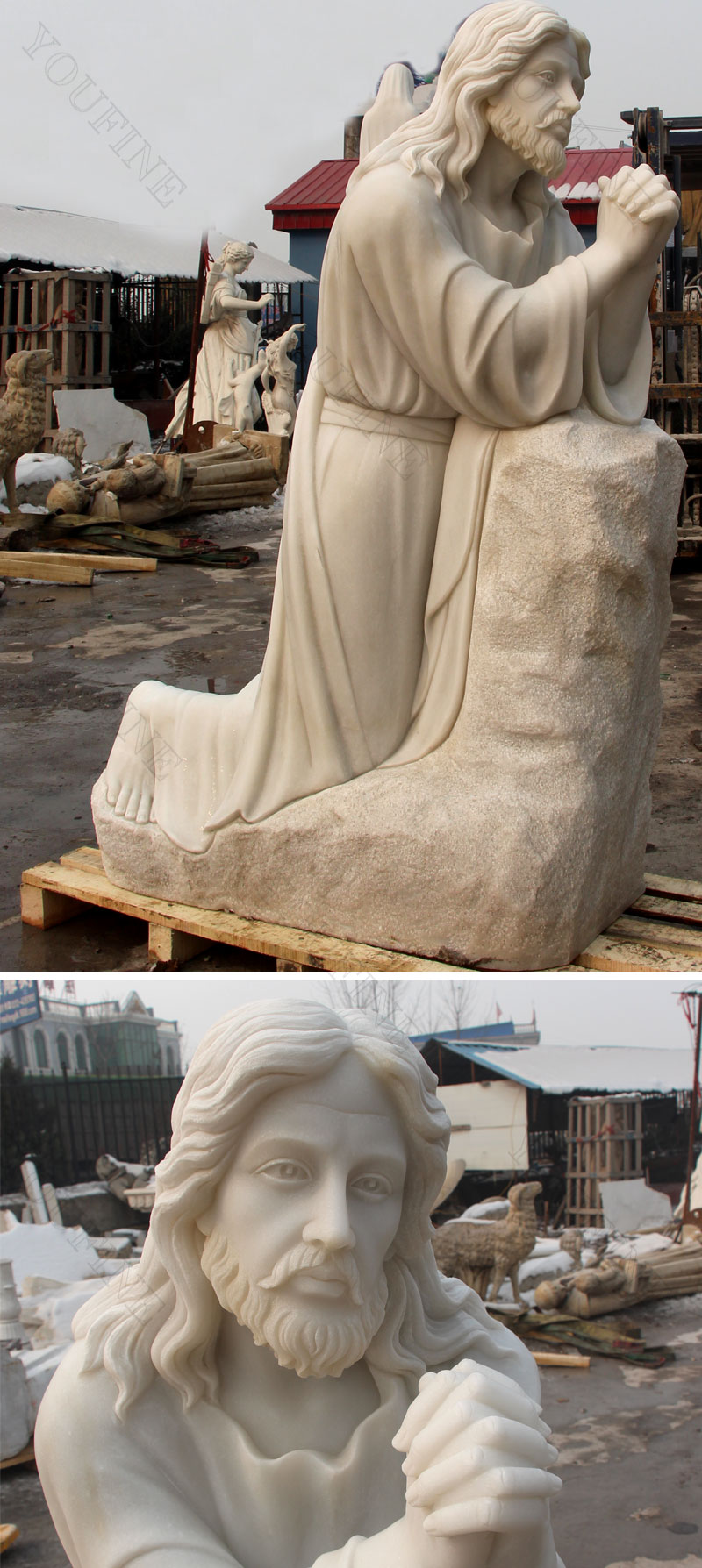 Church-religious-sculptures-of-Jesus-prays-on-the-Manichan-Garden-designs