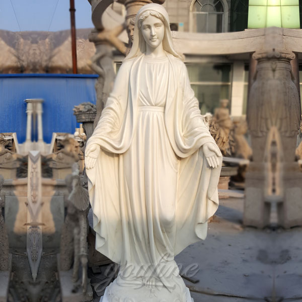 Garden Decoration Polished White Marble st mary our lady of grace statue for Sale