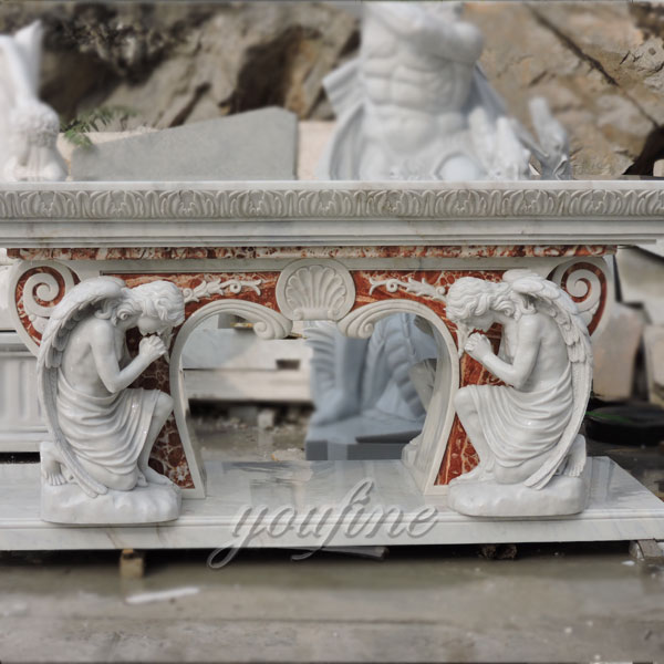 Customized church marble altar with praying angels in pairs