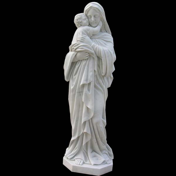 Life Size Marble Catholic Statue of Madonna and Child Outdoor Garden Statue