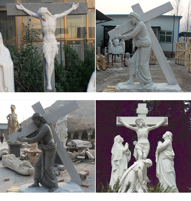 Church Marble Sculptures Jesus Christ Carrying A Cross Statue for Sale