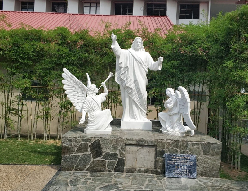 Jesus with Angels White Marble Sculpture for sale