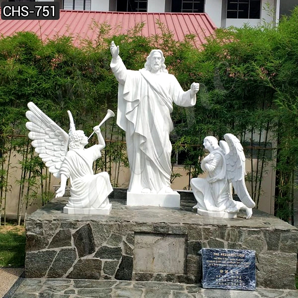 Jesus with Angels White Marble Sculpture