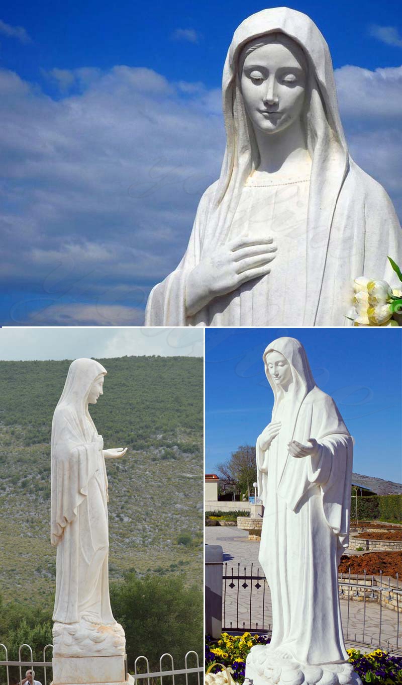 White Marble Virgin Mary Sculpture