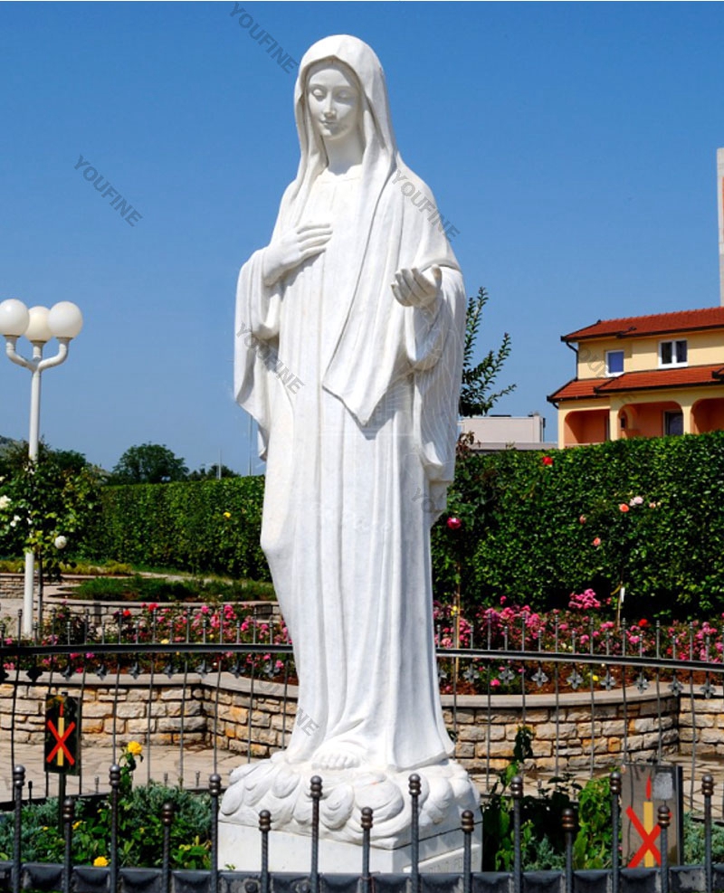 Beautiful White Marble Virgin Mary Sculptures Garden Statues for Sale