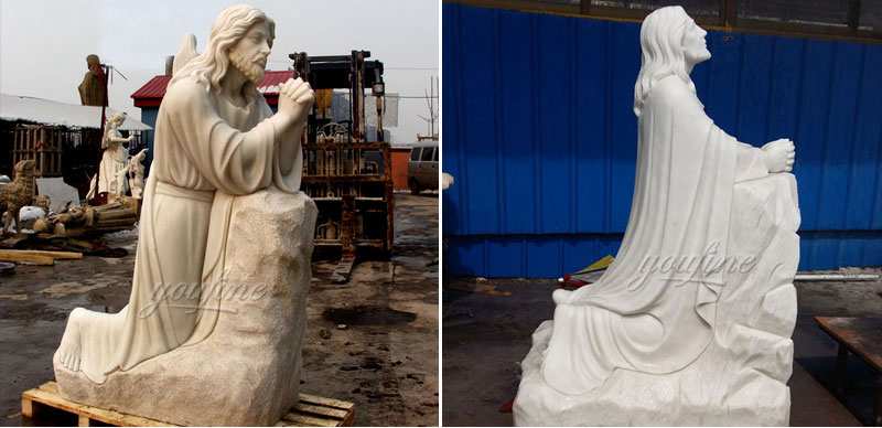 Christ Jesus Praying and Kneeling Statue Home Decor