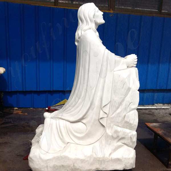 Famous Life Size Catholic White Marble Kneeling Prayer Jesus Statue Statue for Sale