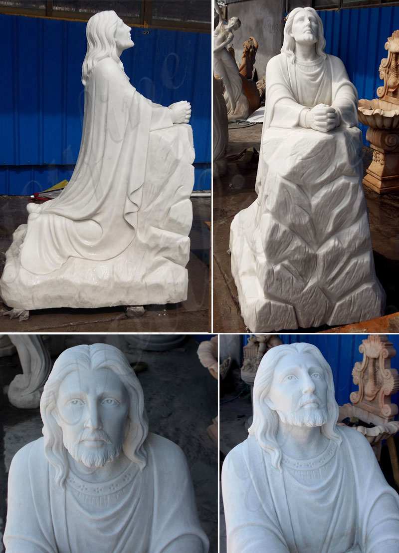 Life Size Christ Jesus Praying and Kneeling Statue Home Decoration