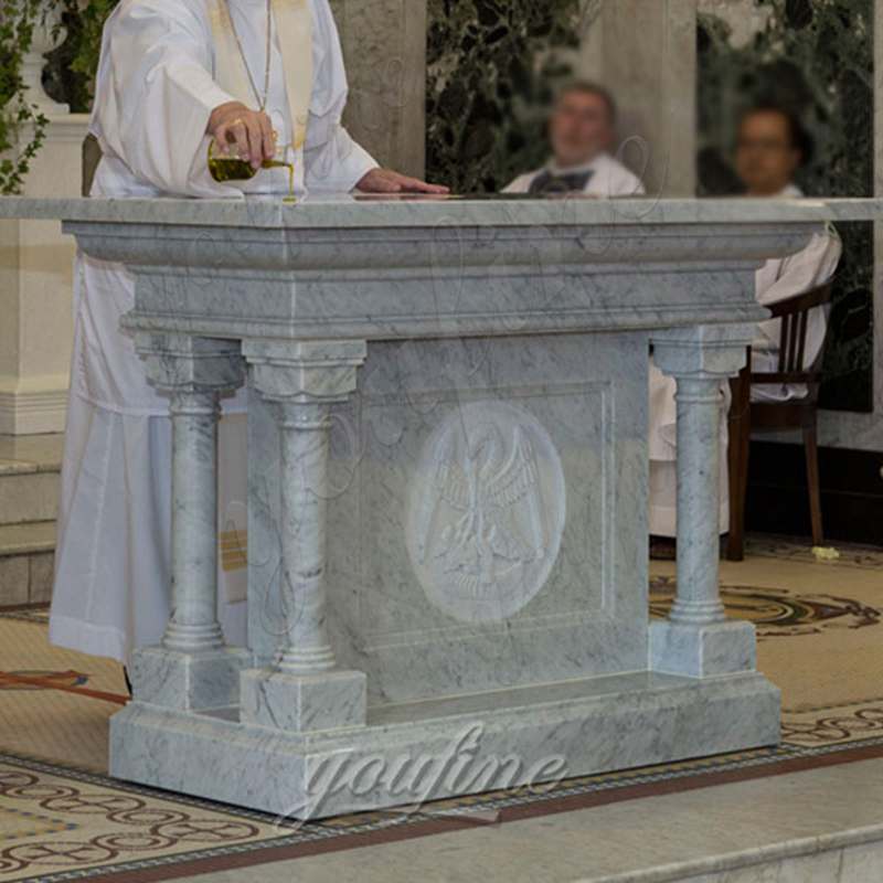 Religious Hand Carved Church Marble Altar Table CHS-325