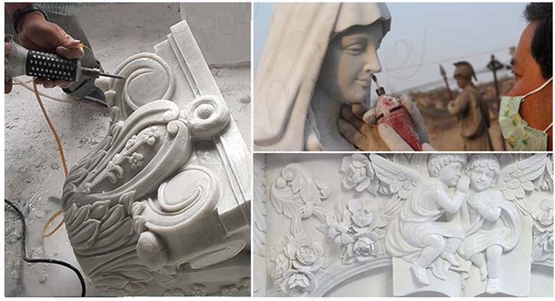 process of Outdoor Catholic Mary and Baby Jesus Marble Statue