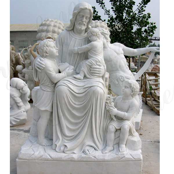 Life Size Famous Catholic Church Saint Christ Jesus with Child White Marble Outdoor Statue for Sale