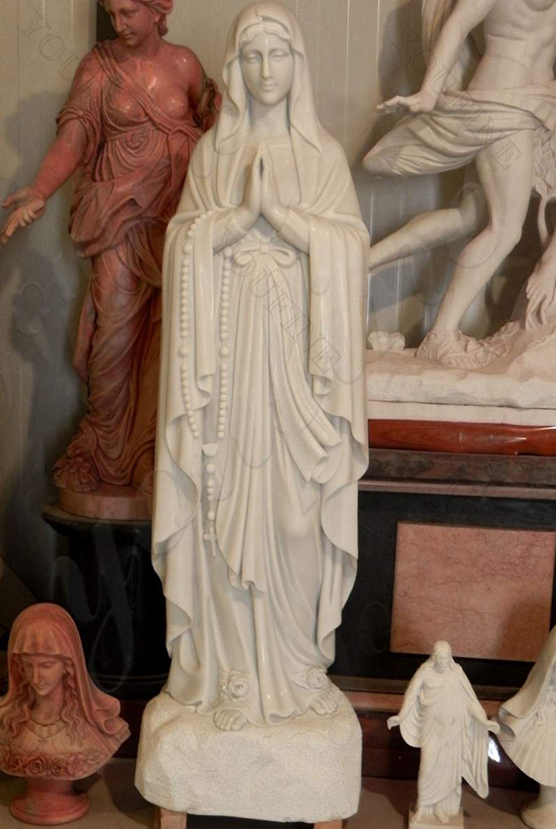 Life Size White Marble Lourdes Statue for Church Decor