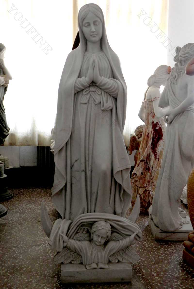 Life Size White Mary Marble Statue for School Decor
