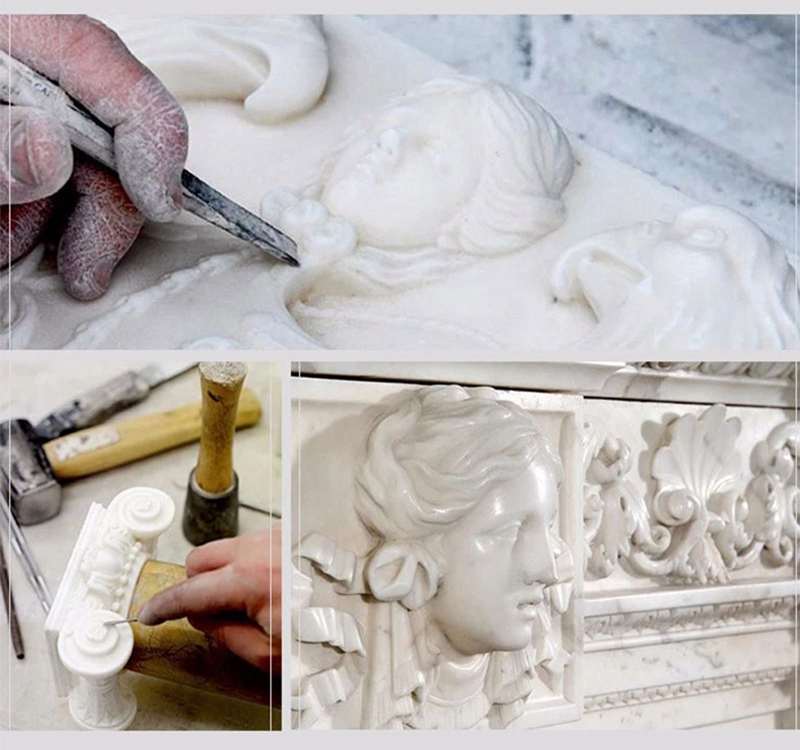 process of Life Size White Mary Marble Statue