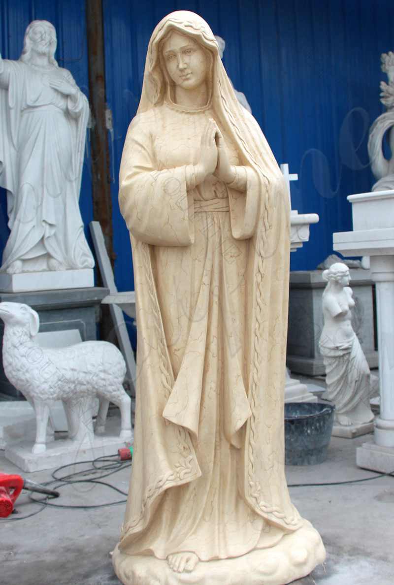 Life Size Beige Marble Our Lady of Lourdes Statue