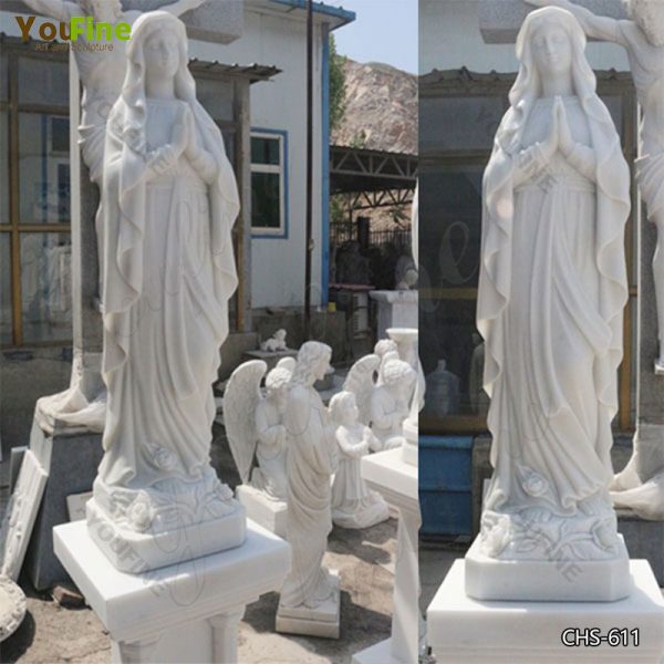 Life Size Statue in Marble of Our Lady of Mary on Sale