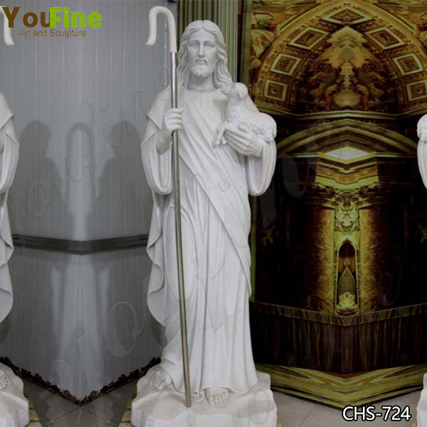 Life Size Marble Jesus with Lamb Sculpture from Factory Supply CHS-724