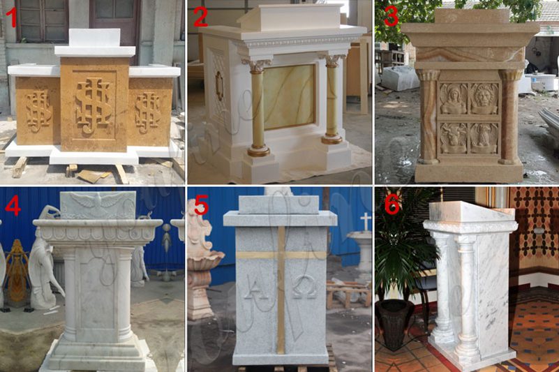 Custom Made White Marble Church Pulpit Table