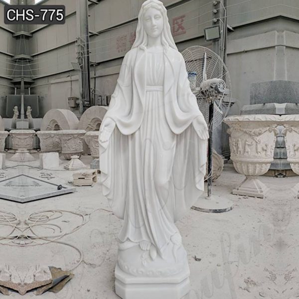 Lige Size Religious White Marble Mary Sculpture