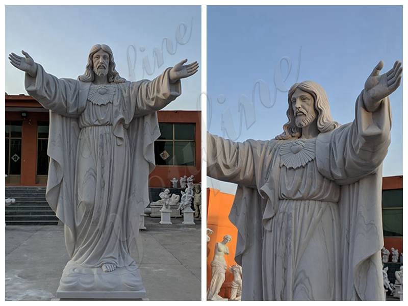 Large Classic Marble Jesus Statue with Hands Open