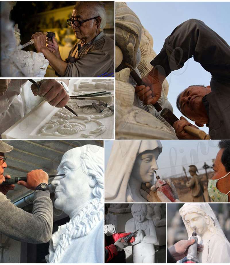 process of Praying Virgin Mary Marble Statues