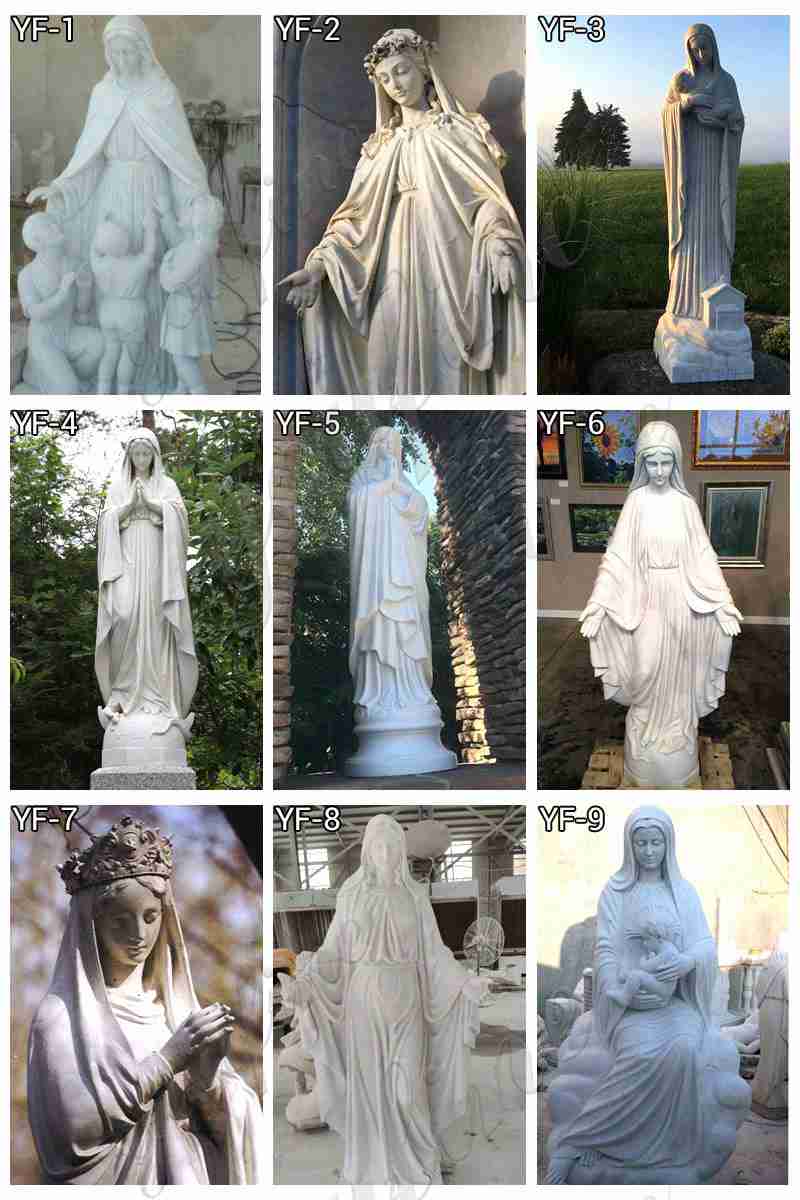 Classic Marble Blessed Mother Mary Statue for Church Suppliers