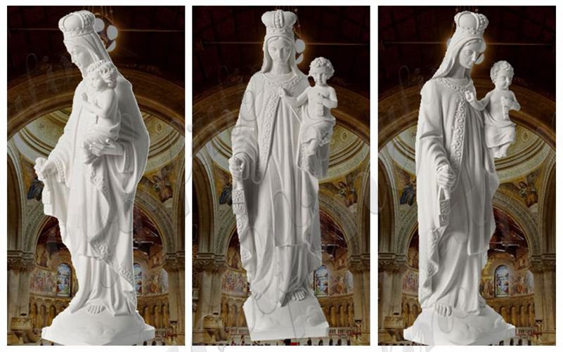 White Marble Our Lady of Mount Carmel Statue for Sale
