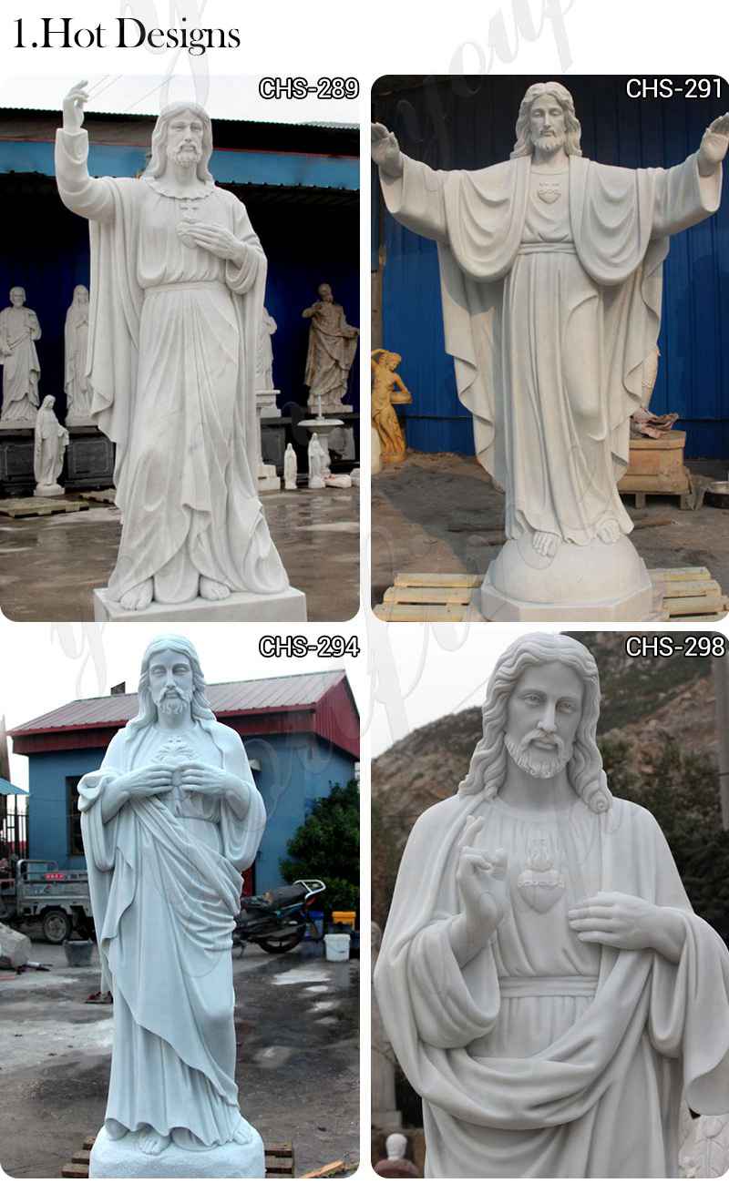marble sacred heart jesus statue