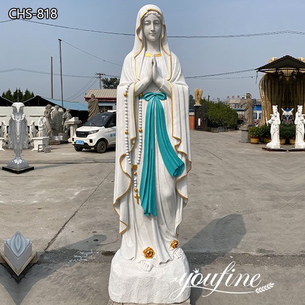 Painted Catholic Church Marble Our Lady of Lourdes Statue for Sale