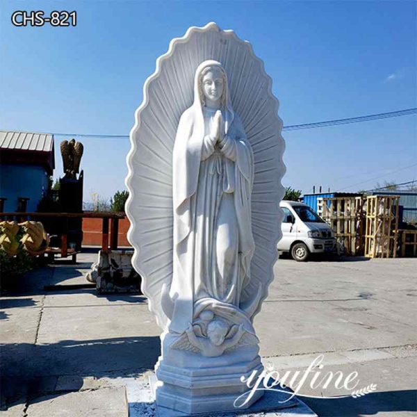 Hand Carved Life Size Marble Virgin of Guadalupe Statue for Sale