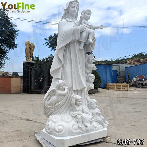 Catholic Life Size Marble Mother Mary and Children Statue for Sale