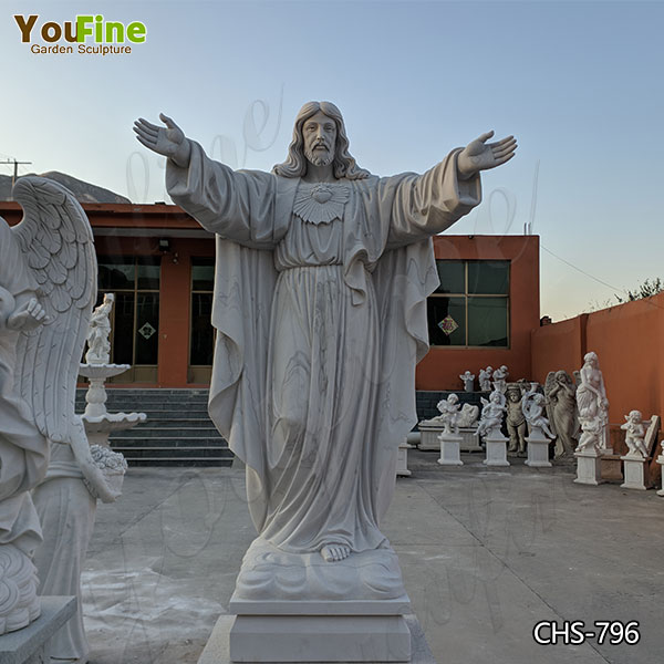 1.Large Classic Marble Jesus Statue with Hands Open sculpture supplier