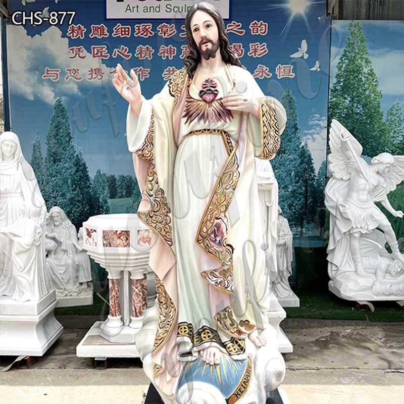 Life-Size Painted Marble Jesus Statue Church Decor for Sale CHS-877