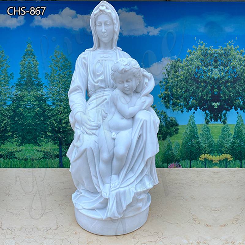 White Marble Virgin Mary and Baby Jesus Statue Supplier CHS-867