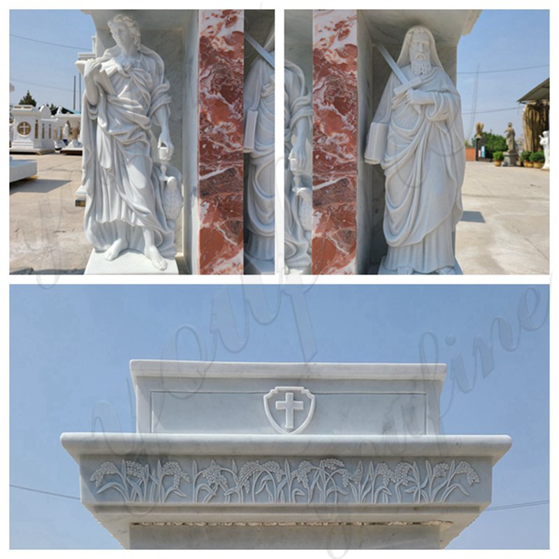 carving details show for the Catholic church pulpit