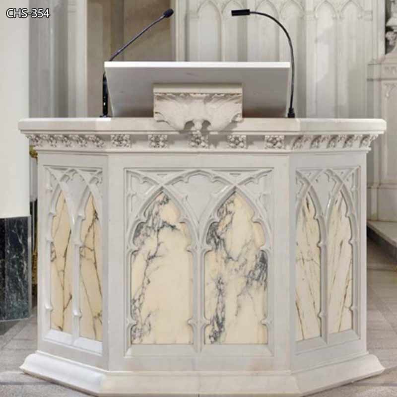 Hand Carved Marble Pulpit Sculpture for Church on Sale