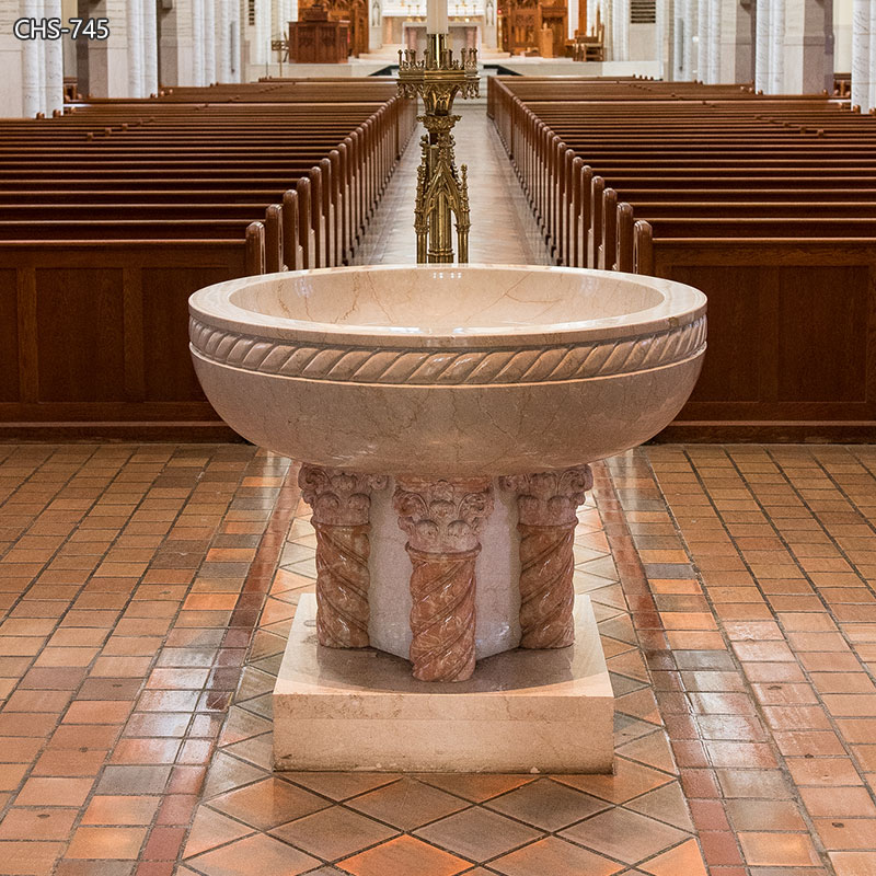 Natural Hand Carved Marble Baptismal Font for Church CHS-745
