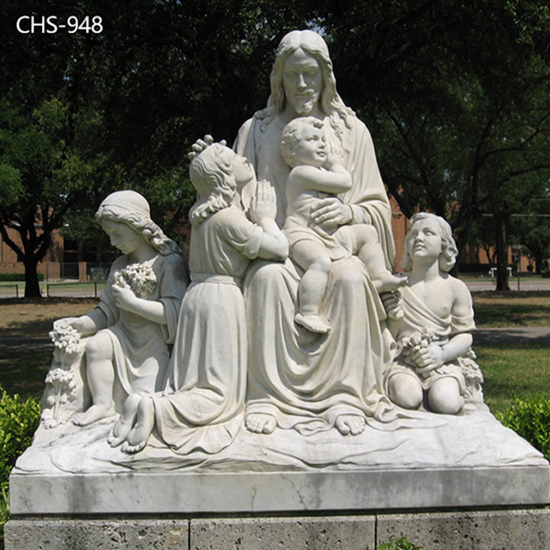Hand Carved Holy Family Statue White Marble for Church