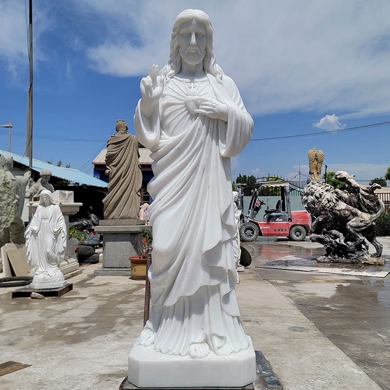 Marble Sacred Heart of Jesus Statue Outdoor for Sale