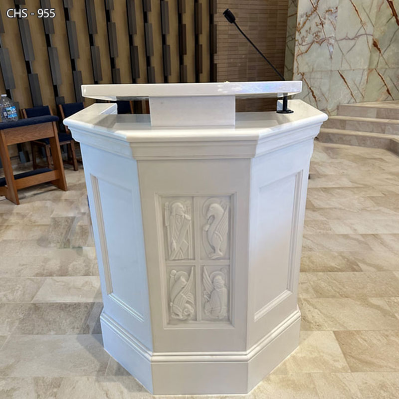 Hand Carved White Marble Ambo for Church