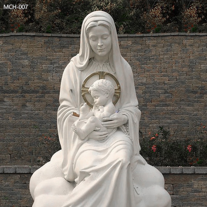 Catholic Church Mother Mary Marble Statue with Child