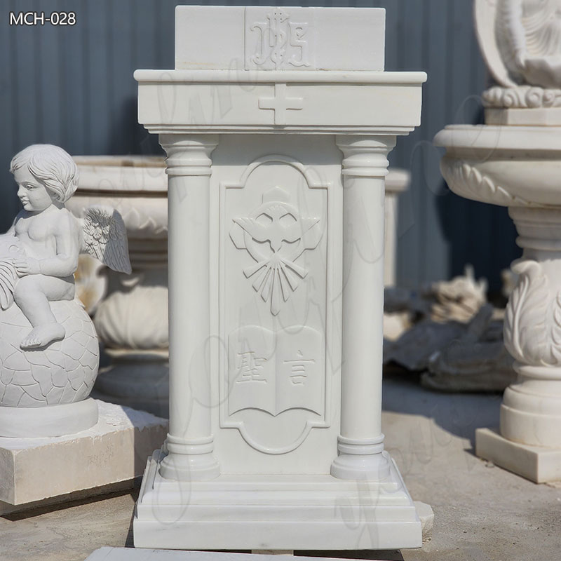 White Hand Carved Marble Church Pulpit for Sale