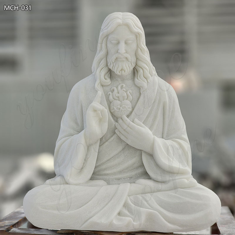 Hand Carved Marble Meditating Jesus Figurine for Sale